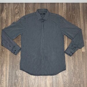 Sophisticated Charcoal Striped Men's Dress Shirt